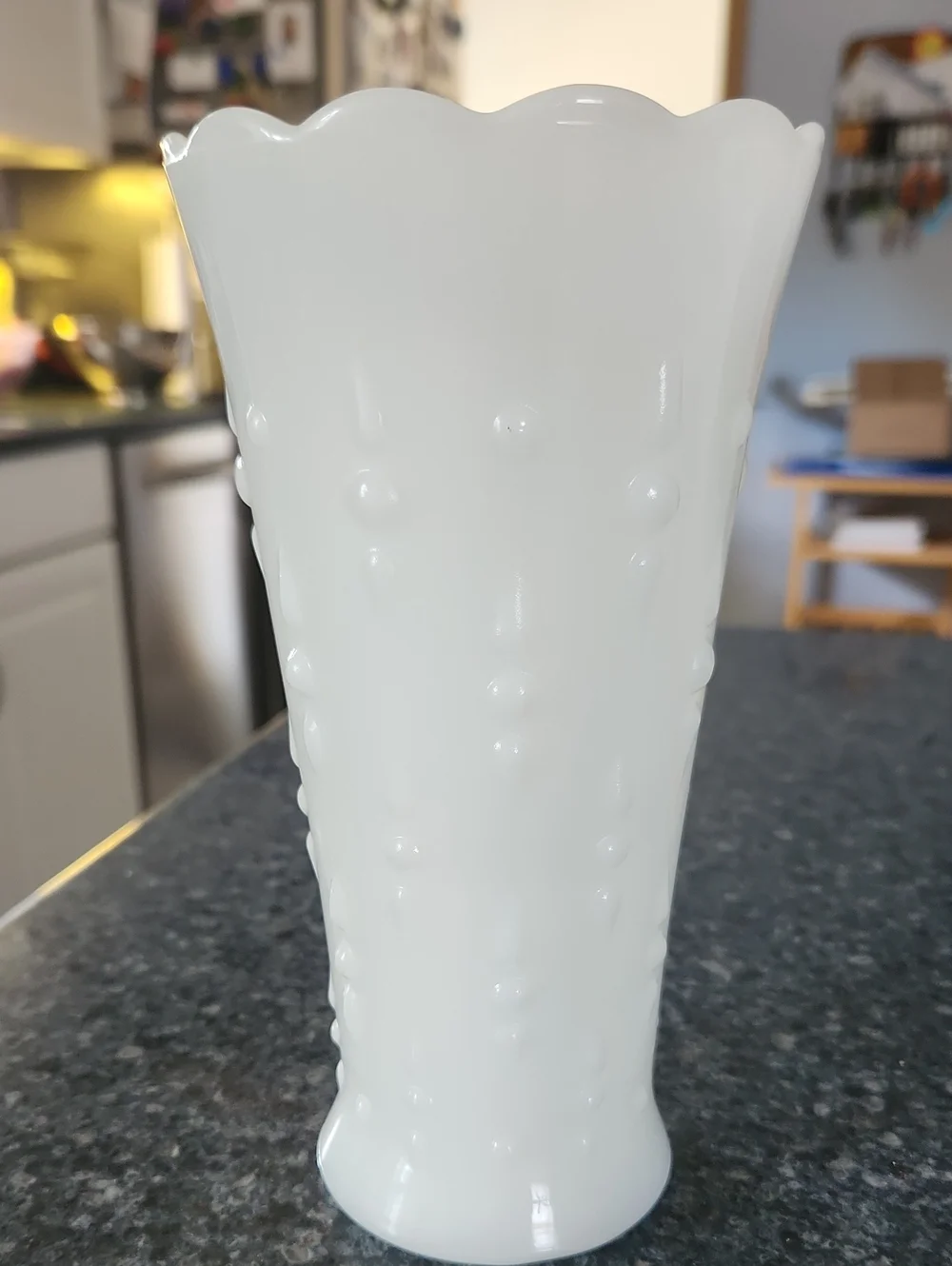 Classic White Scalloped Milk Glass Vase - Home Accents